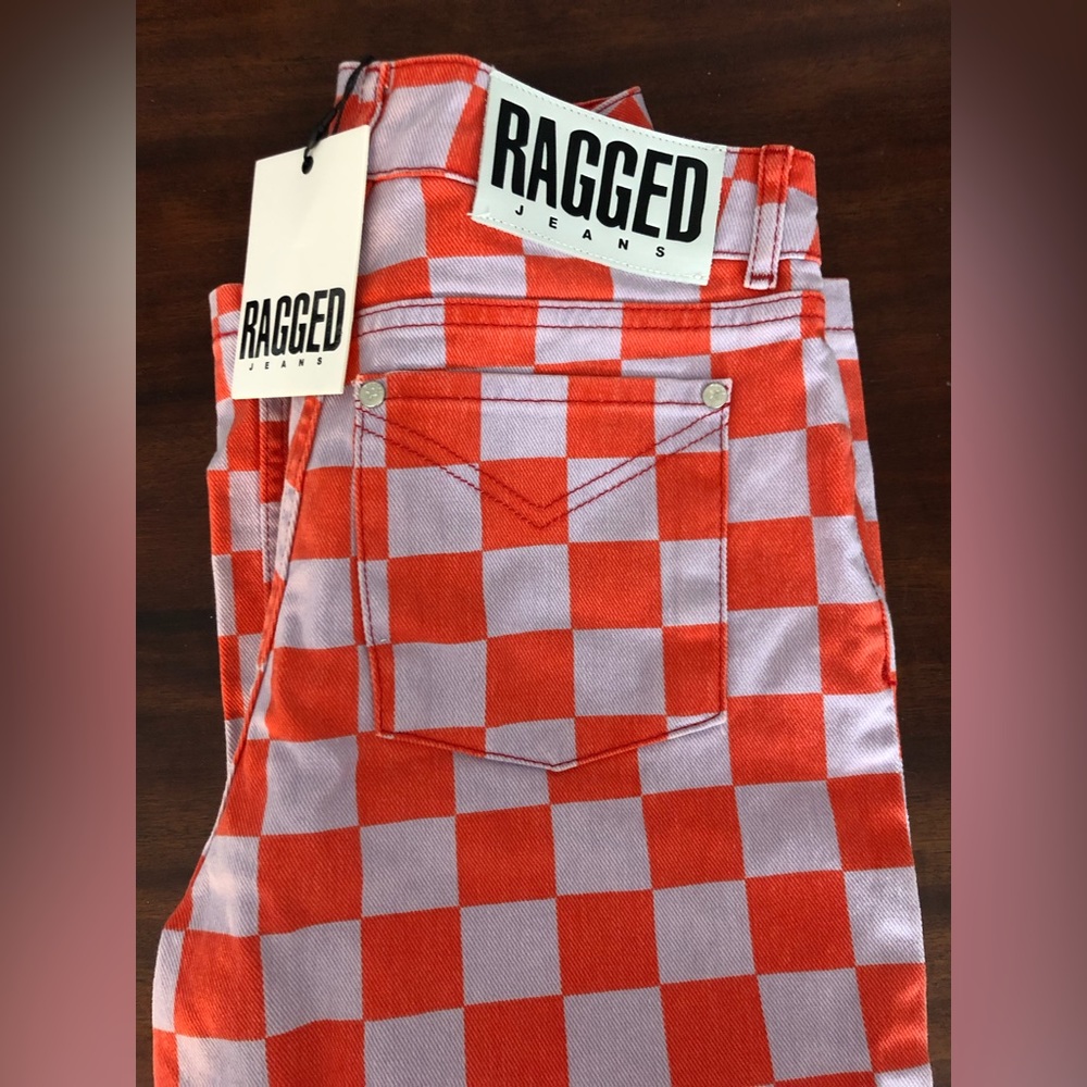 The Ragged Priest Rook Jeans Red/Purple Checkerboard - Picture 2 of 4